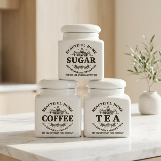 Porcelain Jar Set - 3 Pcs